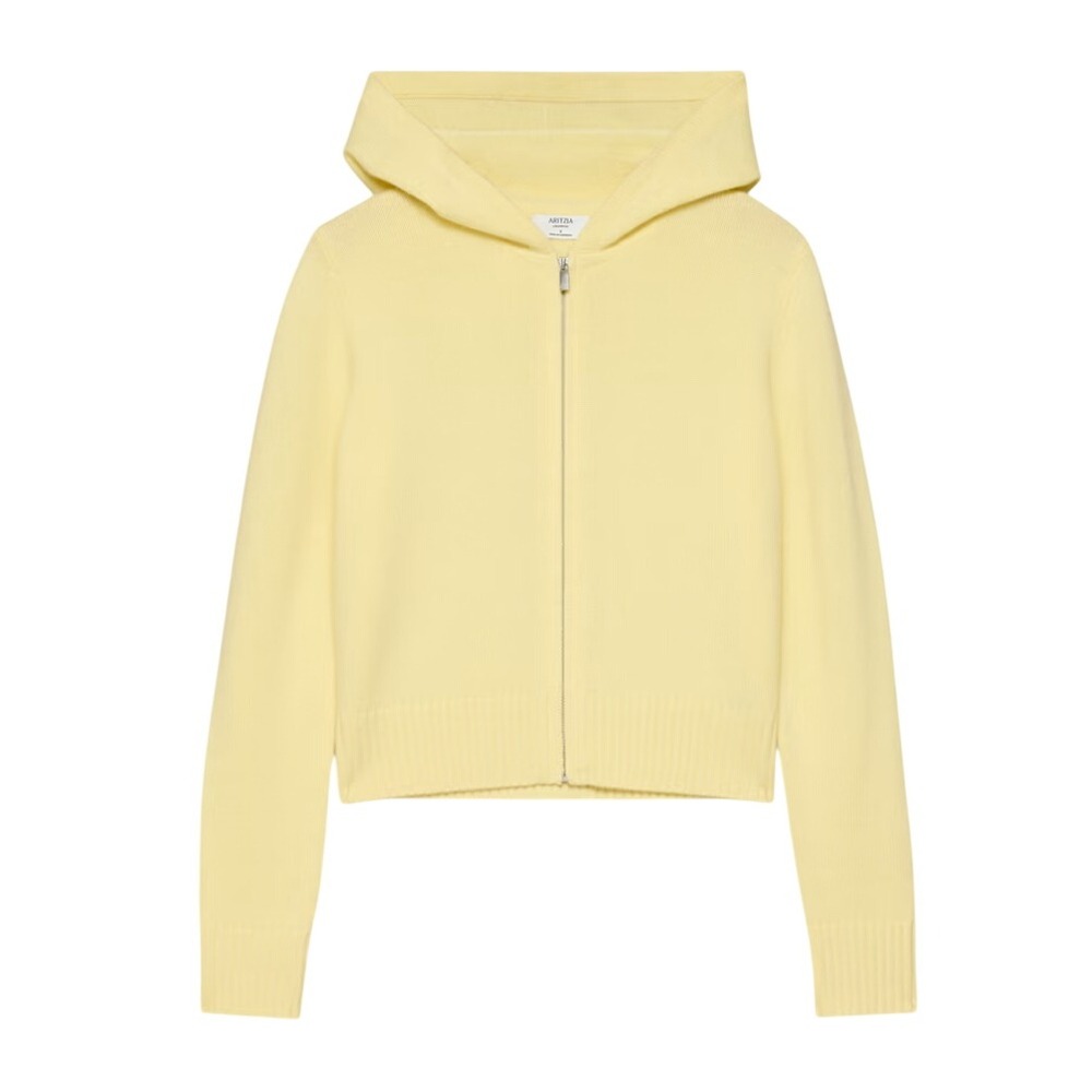 Aritzia Essential Cashmere Idyllic Zip Hoodie Lemonade Yellow Small 129668
